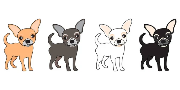 Set Personaggi Dei Cartoni Animati Cani Con Chihuahua Set Cani — Vettoriale Stock