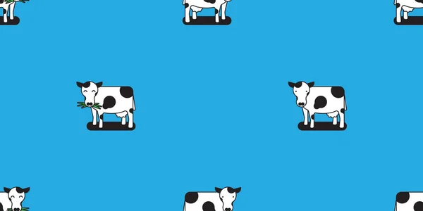 酪農牛シームレスパターン 青の背景にかわいい酪農牛 — ストックベクタ