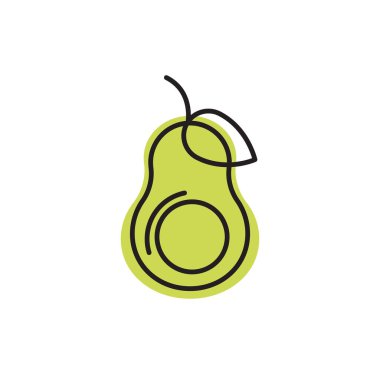 Basit avokado logosu, Taslak düz vektör çizimi.