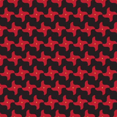 Koyu arkaplanda kırmızı Shuriken desenleri, soyut vektör duvar kağıdı, kusursuz desen arkaplanı.