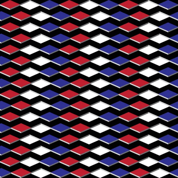 Tricolour Diamond Square Pattern Black Background Abstract Vector Wallpaper Seamless — 스톡 벡터