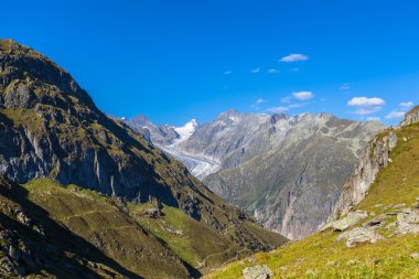 Panorama görünüm doğru Aletsch Buzulu