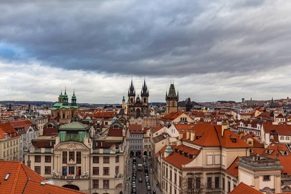 Aerial View Prague Old Town Cityscape Church Our Lady Tyn - Stock-foto
