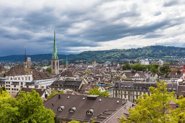 View of Zurich old town on a cloudy day — Stock Photo, Image