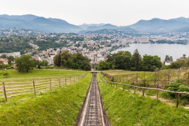 Lugano city and lake clipart