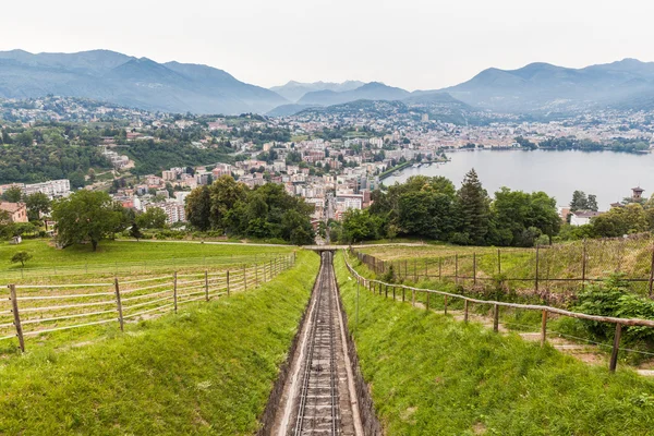 Lugano city and lake — Stock Photo, Image