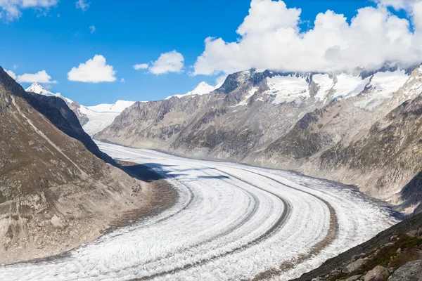 View of the Aletsch glacier on Mountains — Stock Photo, Image