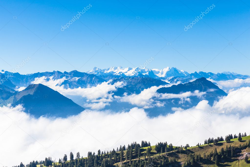 Panorama view of the swiss alps