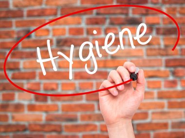 Adam el hijyeni ile siyah kalemi görsel ekranda yazma.