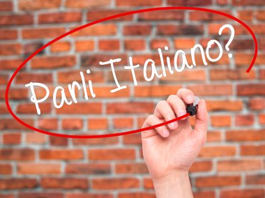 Adam el Parli Italiano yazma? görsel scr üzerinde siyah kalemi ile