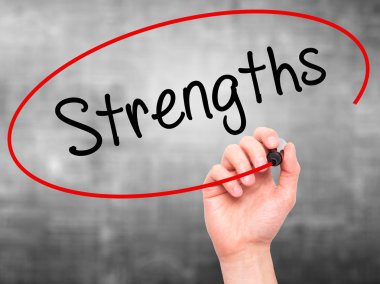 Adam el güçlü görsel ekranda siyah kalemi ile yazma.