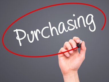 Adam el satın alma ile siyah kalemi görsel ekranda yazma..