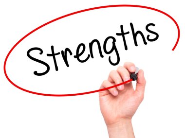 Adam el güçlü görsel ekranda siyah kalemi ile yazma.