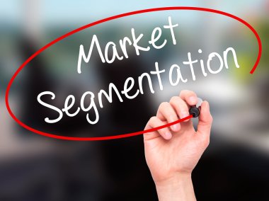 Adam el Pazar bölümleme ile siyah kalemi görsel üzerinde yazılı.