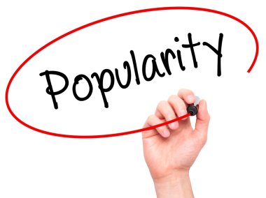 Adam el popülerlik ile siyah kalemi görsel ekranda yazma..