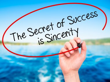 Man Hand writing The Secret of Success is Sincerity with black m clipart