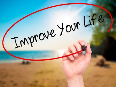 Adam el Your Life geliştirmek görsel s siyah kalemi ile yazma