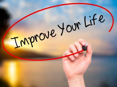 Adam el Your Life geliştirmek görsel s siyah kalemi ile yazma