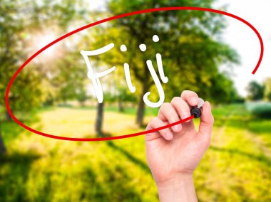 Adam el Fiji siyah kalemi ile görsel ekranda yazma..