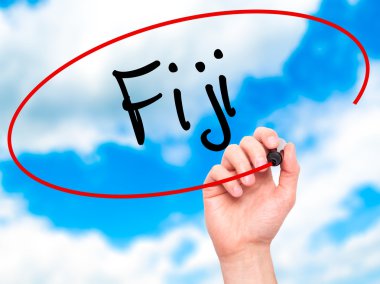 Adam el Fiji siyah kalemi ile görsel ekranda yazma..