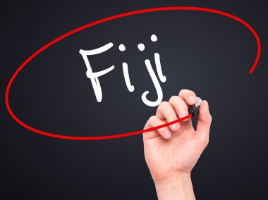 Adam el Fiji siyah kalemi ile görsel ekranda yazma..