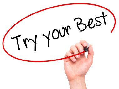 Adam el denemek senin en iyi görsel dağ eteğindeki taş yığını üzerinde siyah kalemi ile yazma