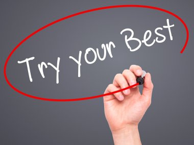 Adam el denemek senin en iyi görsel dağ eteğindeki taş yığını üzerinde siyah kalemi ile yazma