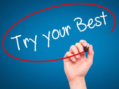 Adam el denemek senin en iyi görsel dağ eteğindeki taş yığını üzerinde siyah kalemi ile yazma