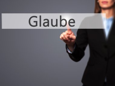 İnanç - dokunmatik ekran Inte işkadını el basarak düğmesini