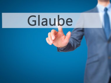 İnanç - dokunmatik ekran interf işadamı el basarak düğmesini