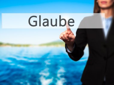 İnanç - dokunmatik ekran Inte işkadını el basarak düğmesini