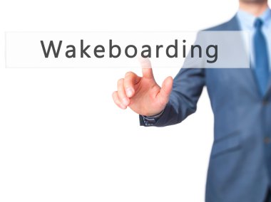 Wakeboarding - İşadamı el dokunmatik ekranda düğmeye basma 