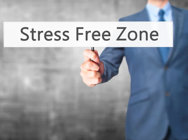 Stress Free Zone - affärsman hand med skylt — Stockfoto
