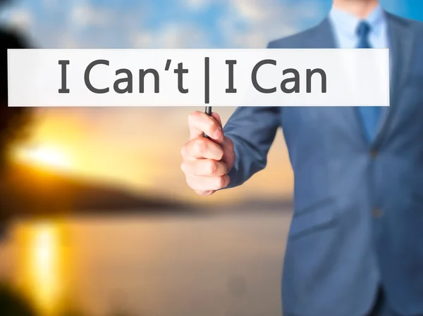 I Can I Can't - Businessman hand holding sign — Stock Photo, Image
