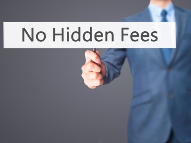 Hiçbir gizli ücretler - işadamı el işareti tutarak