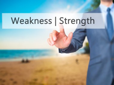 Zayıflık gücü - touch s işadamı el basarak düğmesini