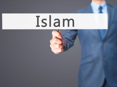 Islam - işadamı el işareti tutarak