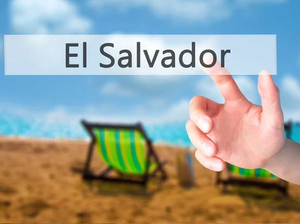 Сальвадор - вручную нажав кнопку на размытом фоновом конусе — стоковое фото