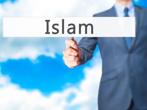 Islam - zakenman hand hebt van teken — Stockfoto