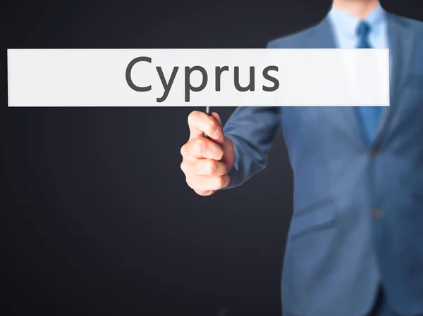 Chypre - Panneau de tenue de main d'homme d'affaires — Photo