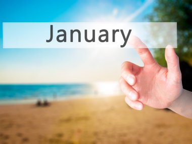 İş yaratma - dokunmatik ekran butonuna işadamı el basarak