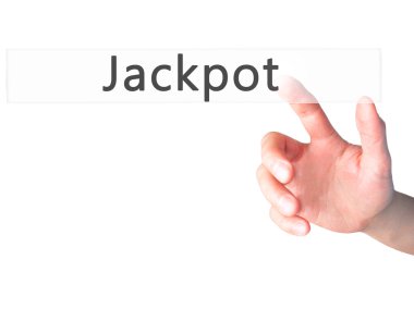 İş yaratma - dokunmatik ekran butonuna işadamı el basarak