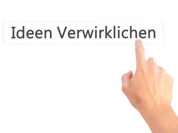 Geistiges Eigentum - Geschäftsfrau drückt Hand auf Knopf — Stockfoto