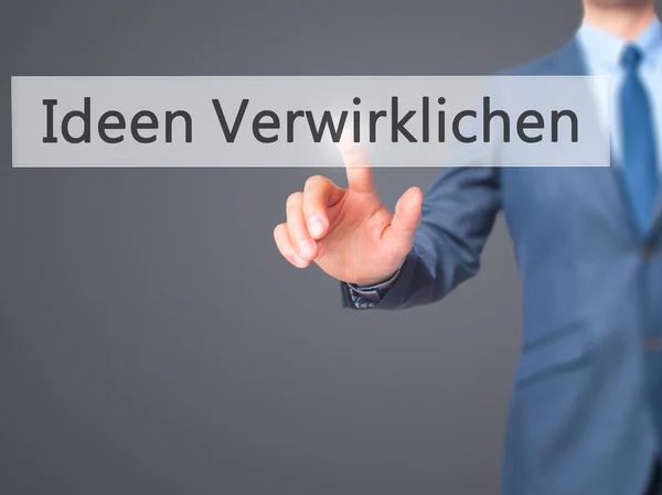 Geistiges Eigentum - Geschäftsfrau drückt Hand auf Knopf — Stockfoto