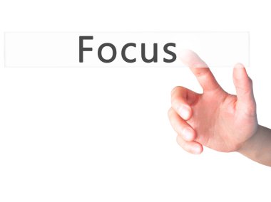 İş yaratma - dokunmatik ekran butonuna işadamı el basarak