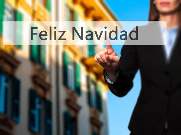 フェリス ・ ナヴィダ (メリー クリスマスにスペイン語) - 実業家の手 — ストック写真