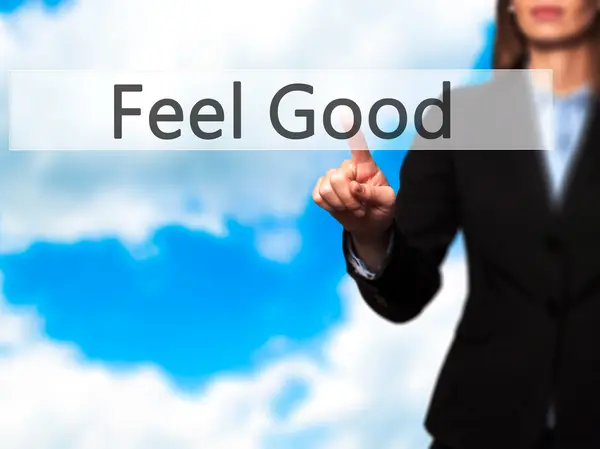 Feel Good - Touch işkadını el basarak düğmesini ekran i — Stok fotoğraf