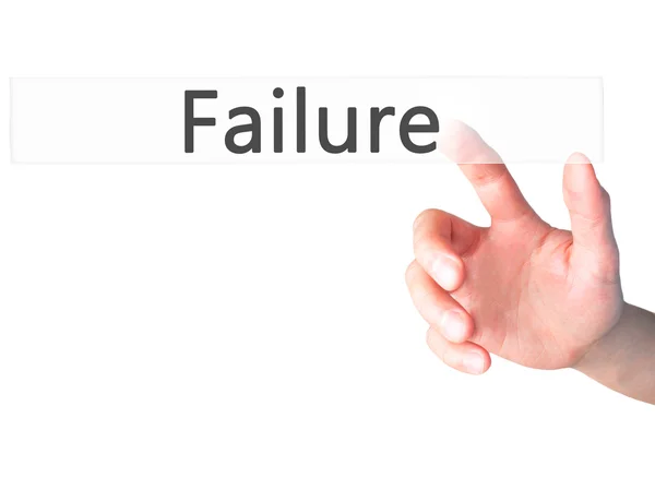 Failure - Hand pressing a button on blurred background concept o — Stock Photo, Image