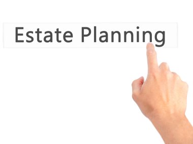 Emlak Planlama - arka plan bulanık c üzerinde bir düğmeye basarak el