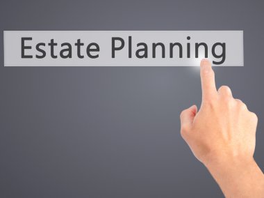 Emlak Planlama - arka plan bulanık c üzerinde bir düğmeye basarak el